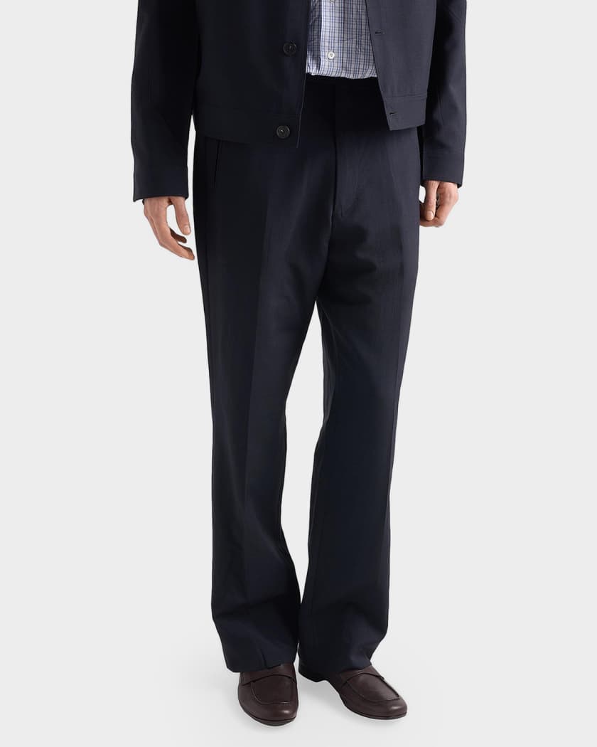 Prada Men's Straight-Fit Mohair-Wool Pants | Neiman Marcus