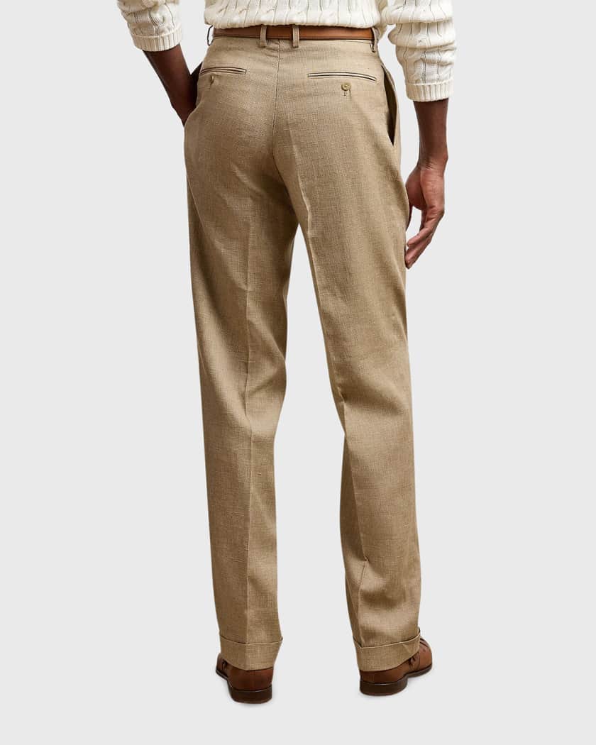 Ralph Lauren Purple Label Men's Micro-Textured Pleated Straight