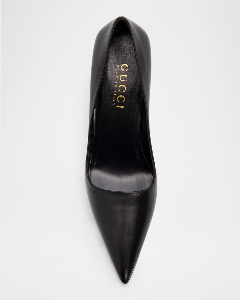 Gucci 85mm Trinity Leather Pointed-Toe Pumps | Neiman Marcus