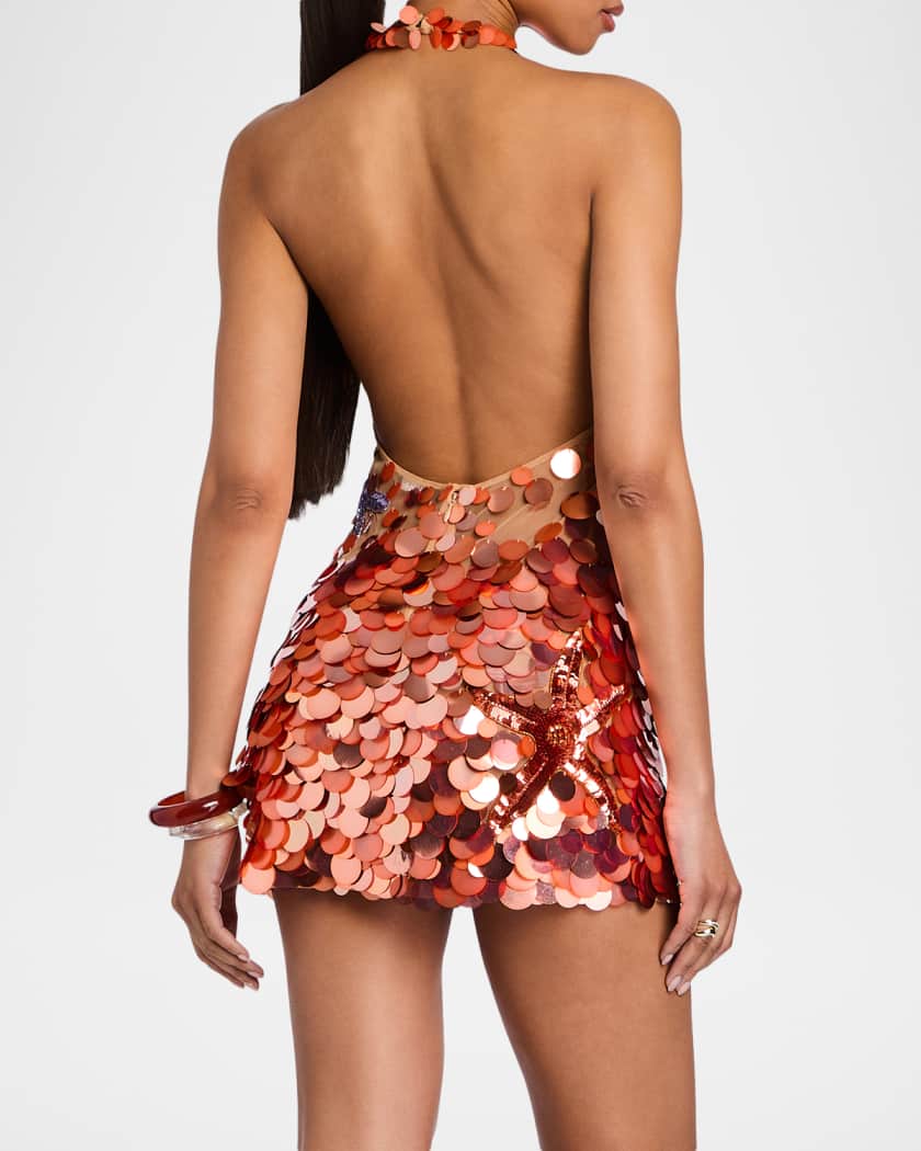retrofete orange sequin dress Retrofete Theolonia Sequin Mini Dress