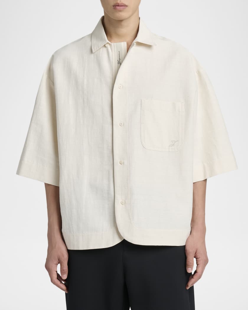 Jacquemus Men's La Chemise Boxy Fit Camp Shirt | Neiman Marcus