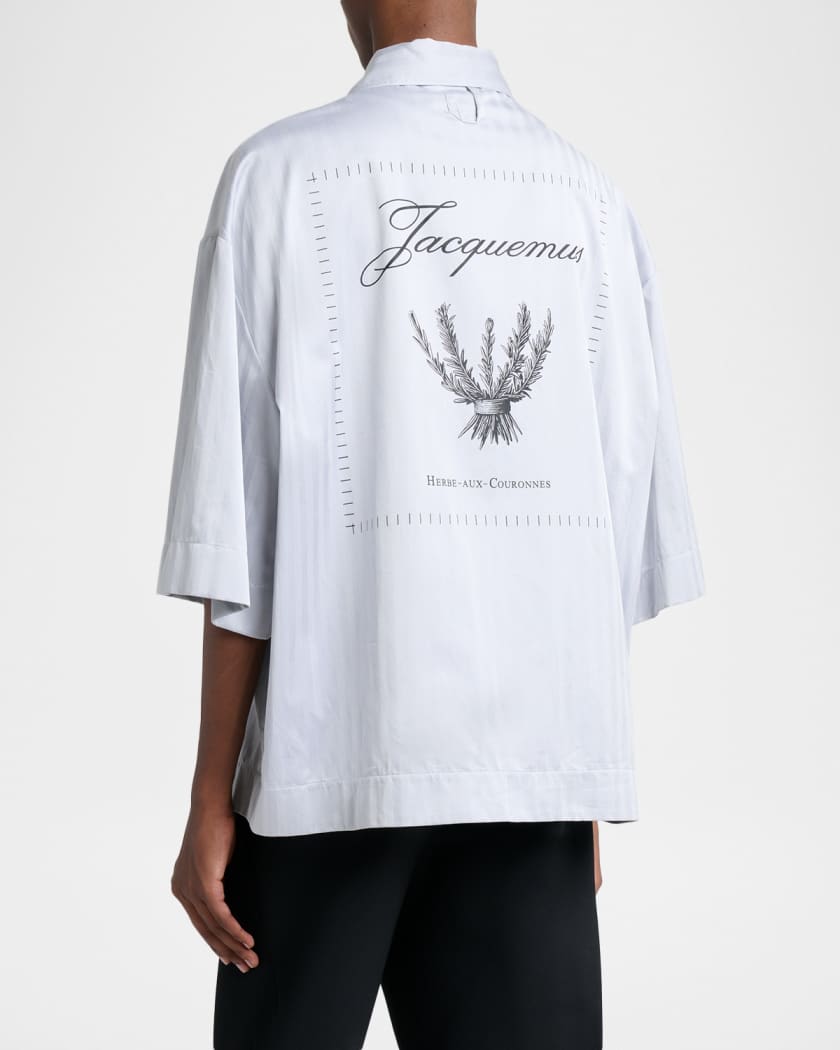 Jacquemus Men's La Chemise Rosamary-Printed Short-Sleeve Shirt