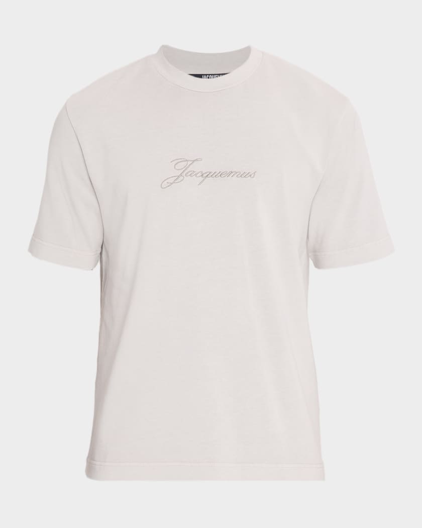 JACQUEMUS ロゴ プリント ホワイト ベージュ Tシャツ Jacquemus Le Gros Grain embroidered-logo T-shirt | Neutrals | FARFETCH