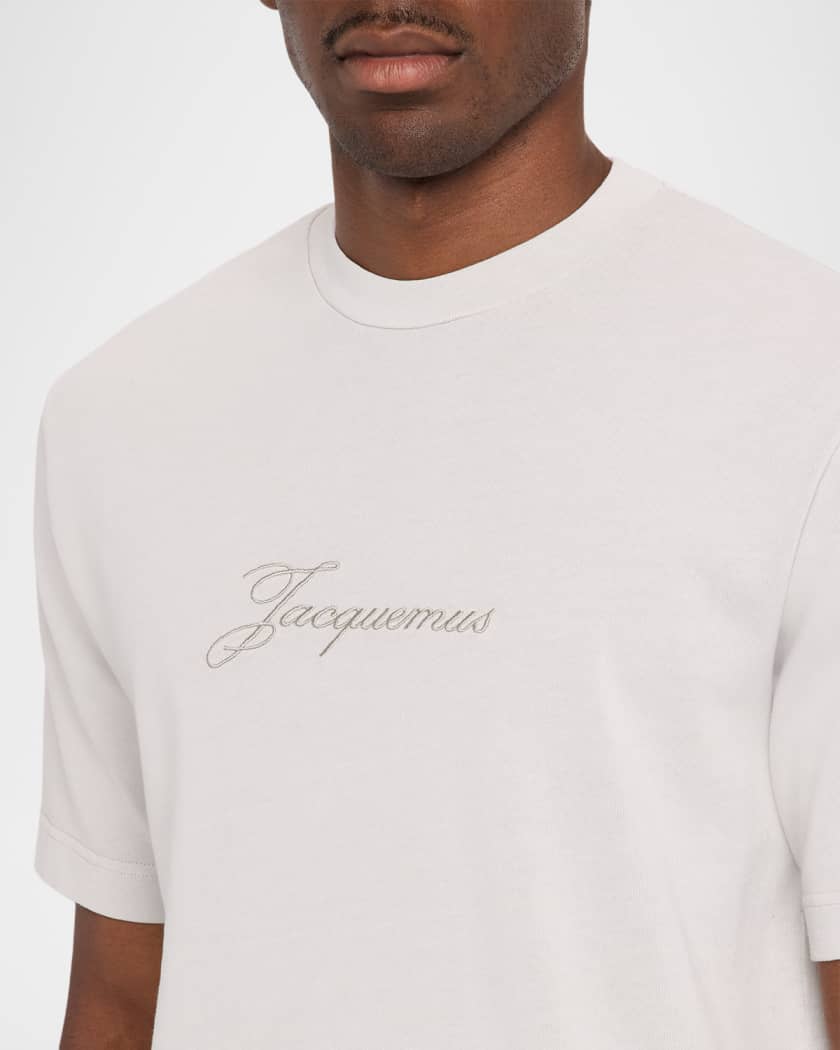Jacquemus Men's Embroidered Logo Script Crewneck T-Shirt | Neiman
