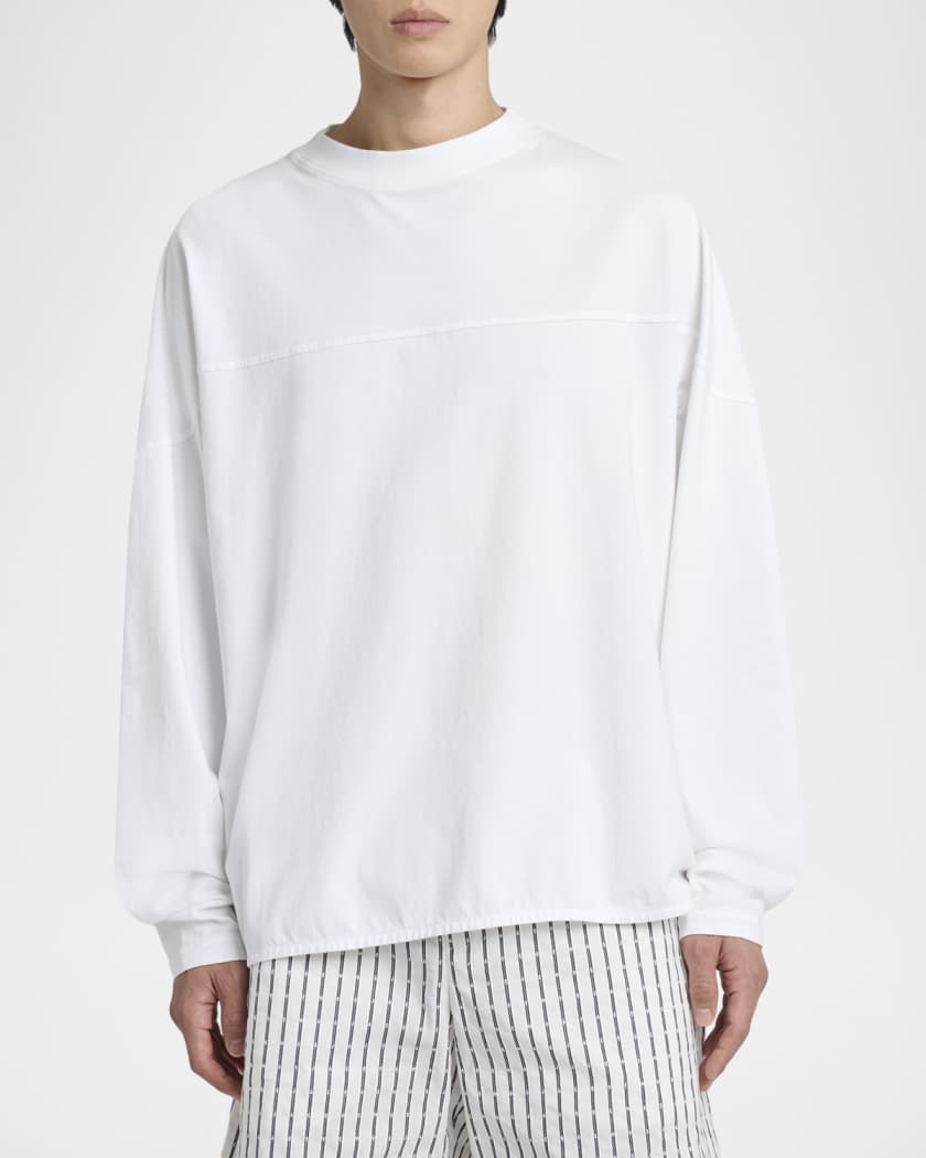 Jacquemus Men's Embroidered Logo Long-Sleeve Crewneck T-Shirt