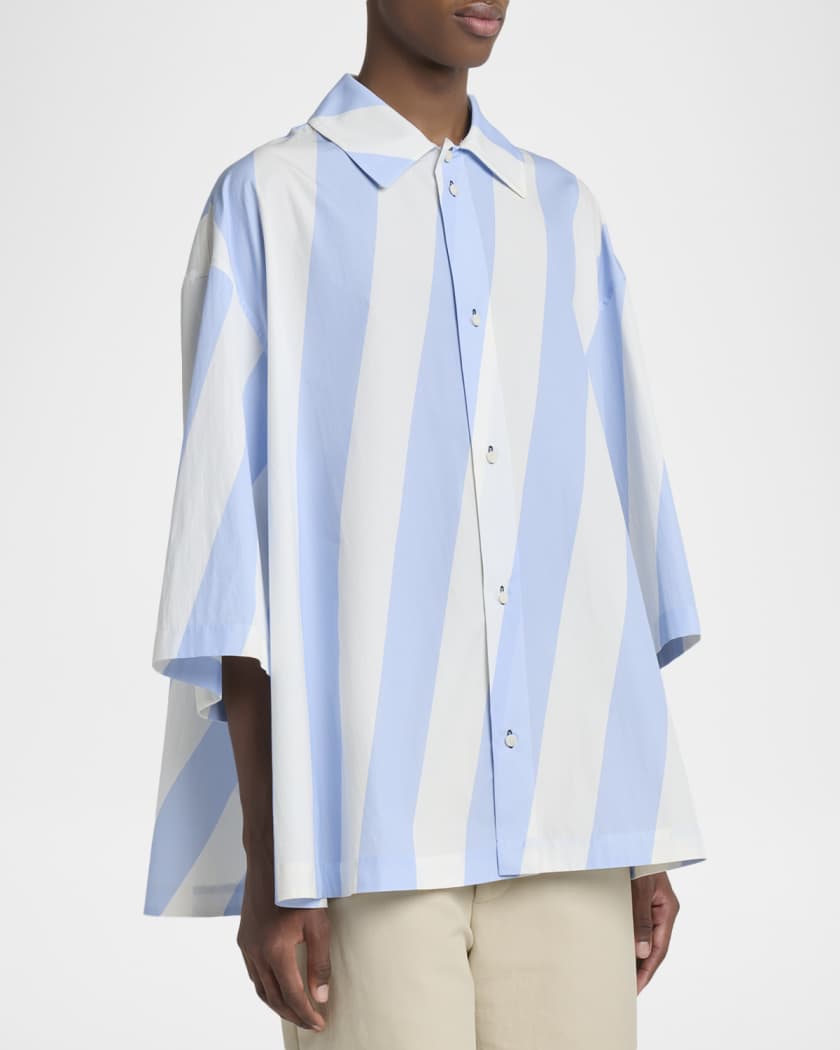 Jacquemus Men's The Triangle Stripe Poplin Flared Short-Sleeve Shirt |  Neiman Marcus