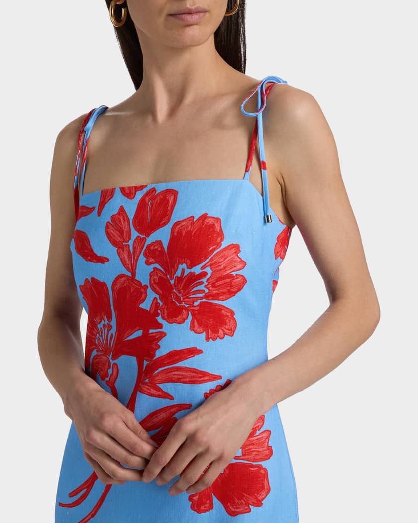Cara Cara Chelsea Floral Linen Midi Dress | Neiman Marcus