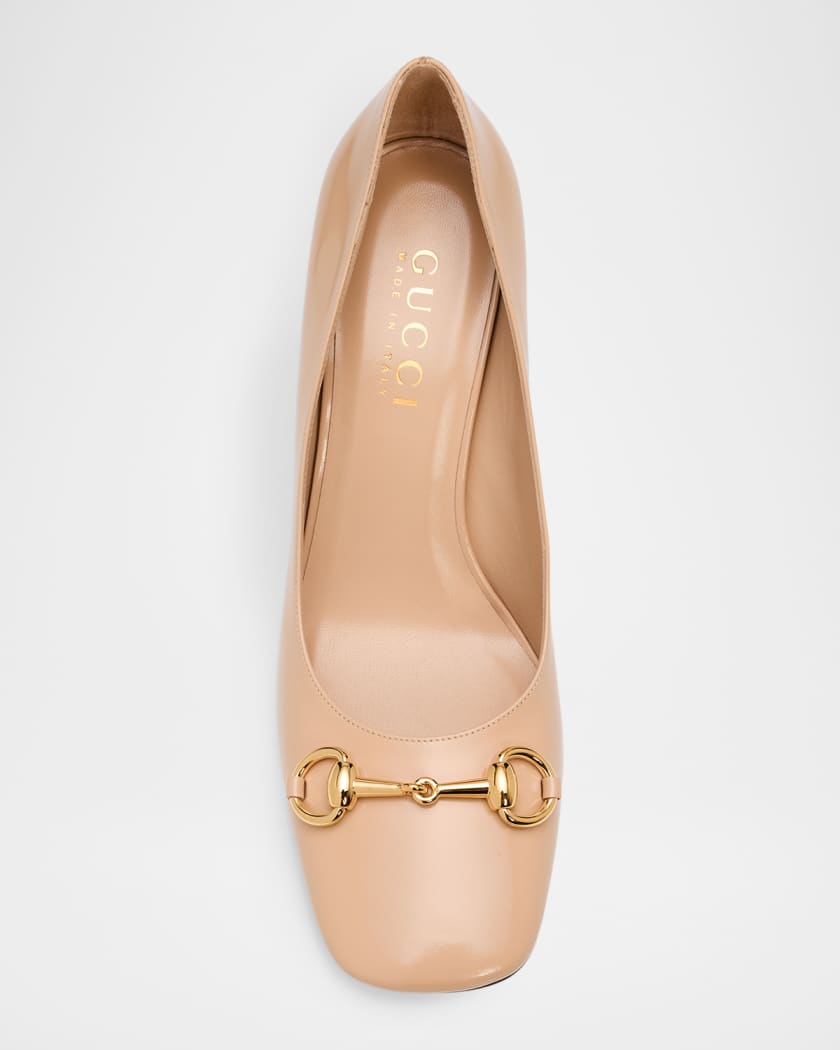 Gucci 85mm Zhora Horsebit Leather Pumps | Neiman Marcus