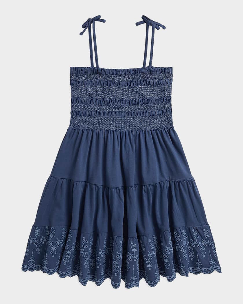 Polo Ralph Lauren Girl's Smocked Eyelet Cotton Jersey Dress, Size 2-6X |  Neiman Marcus