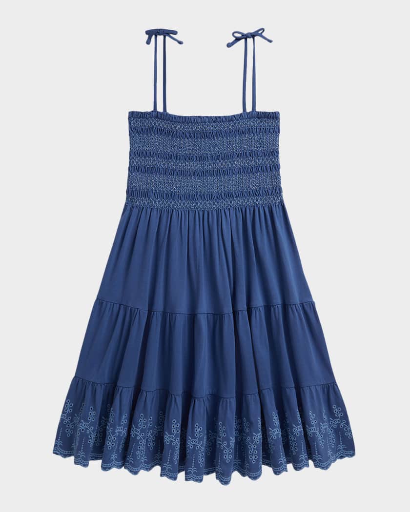 Polo Ralph Lauren Girl's Smocked Eyelet Cotton Jersey Dress, Size S-XL |  Neiman Marcus