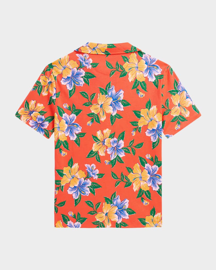 Polo Ralph Lauren Boy's Floral-Print Cotton Jersey Polo Shirt