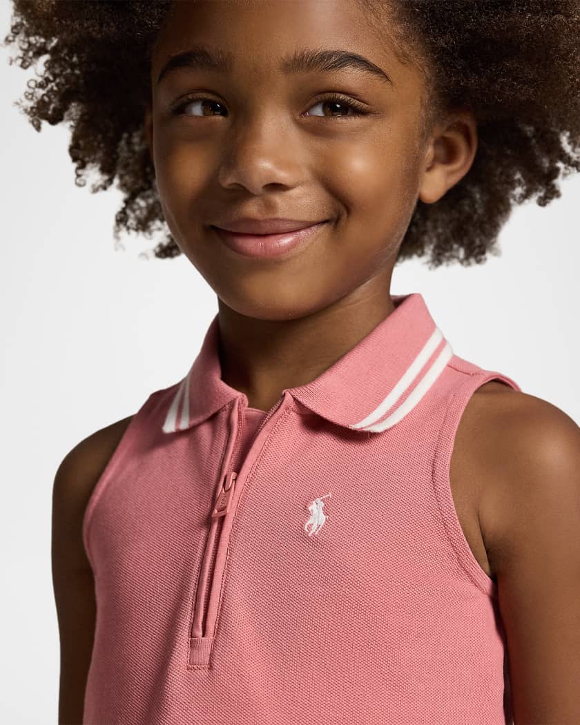 Polo Ralph Lauren Girl's Stretch Mesh Half-Zip Boxy Polo Shirt