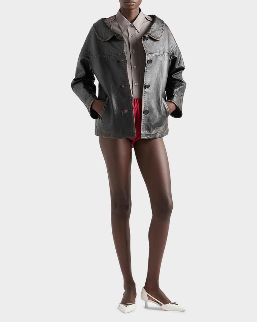 Prada Antiqued Nappa Leather Jacket | Neiman Marcus
