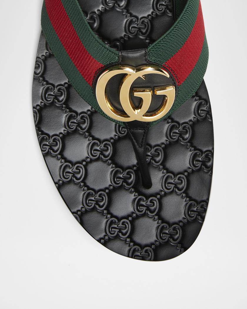Gucci Men\'s Black Leather Thong Sandals. Gucci | Shoes | 12 Gucci Web Leather Thong Sandal | Poshmark main image 3