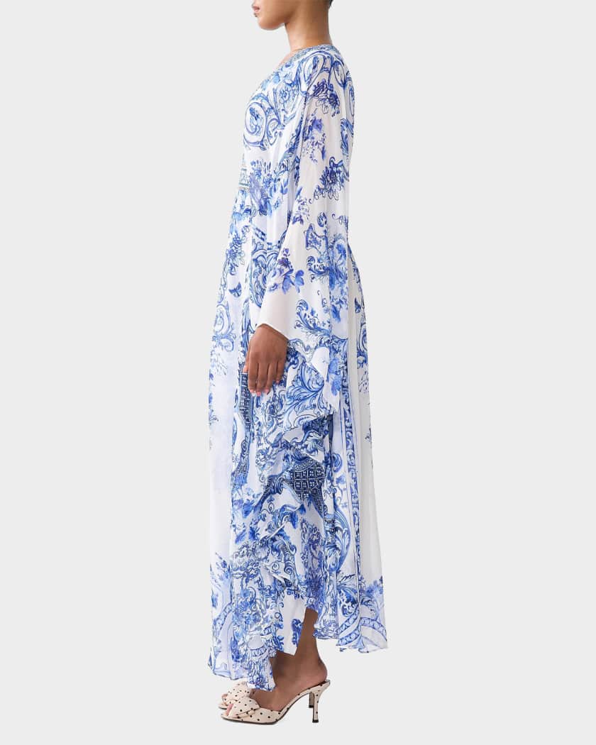 Camilla Ceramic Panoramic Silk Long Caftan | Neiman Marcus