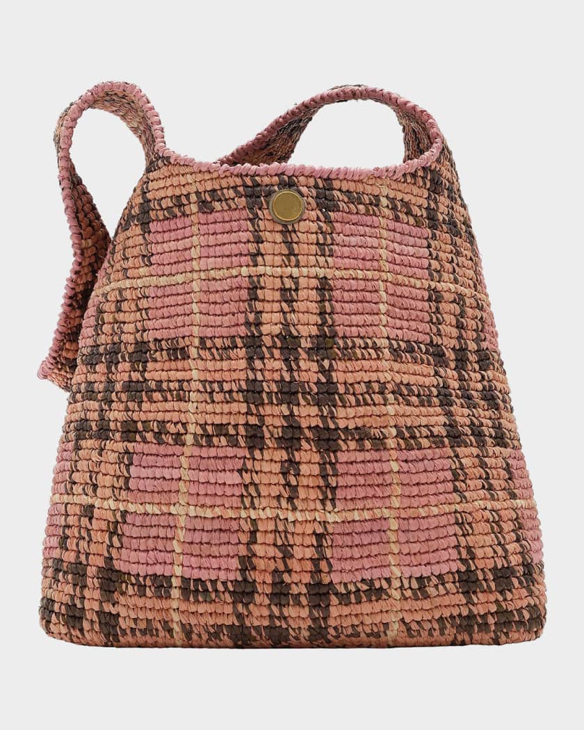 Burberry Margate Crochet Raffia Check Hobo Bag | Neiman Marcus