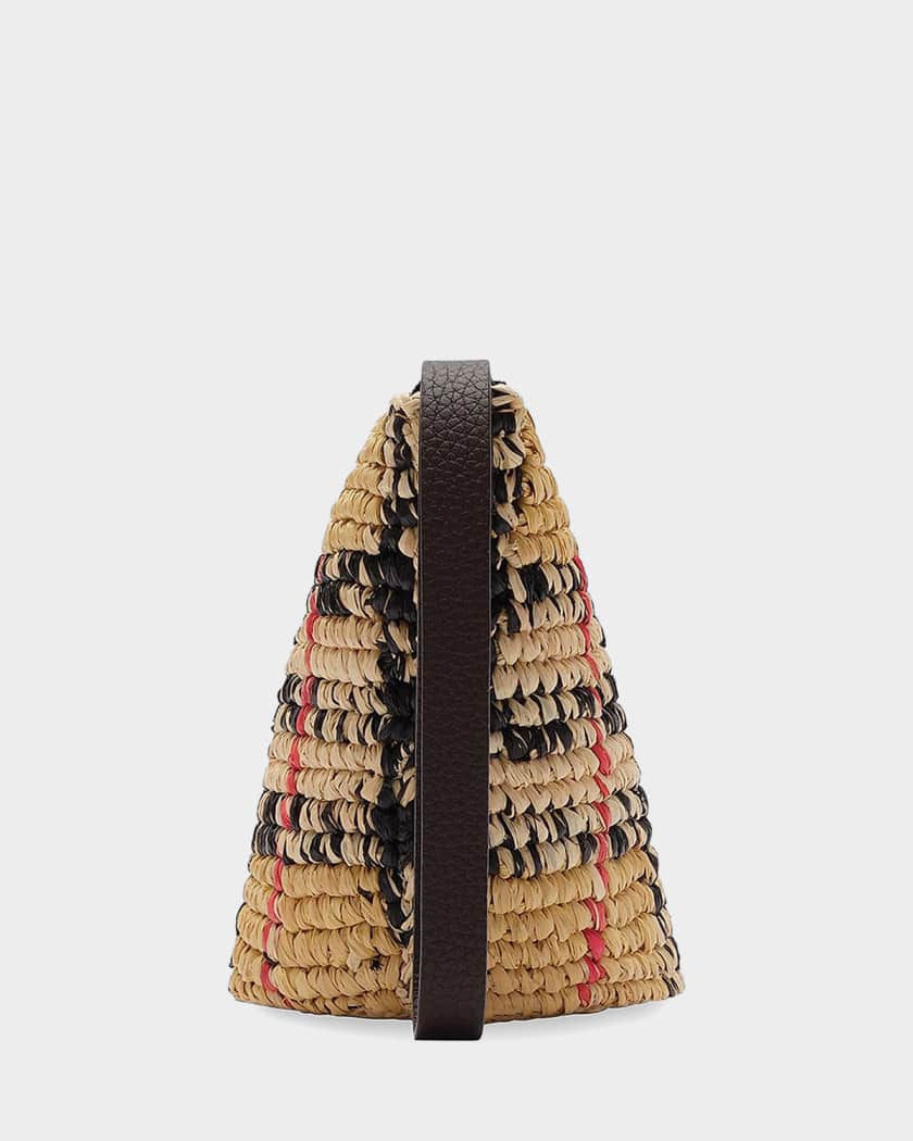 Burberry Margate Crochet Check Raffia Pouch Bag | Neiman Marcus