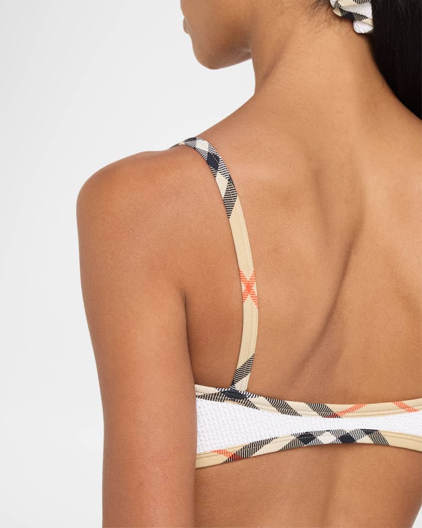 Burberry x Hunza G Tyler Check-Trim Two-Piece Swimsuit | Neiman Marcus