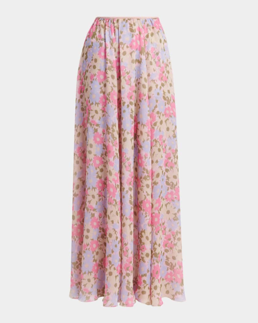 Valentino Garavani Floral Silk Georgette Maxi Skirt | Neiman Marcus