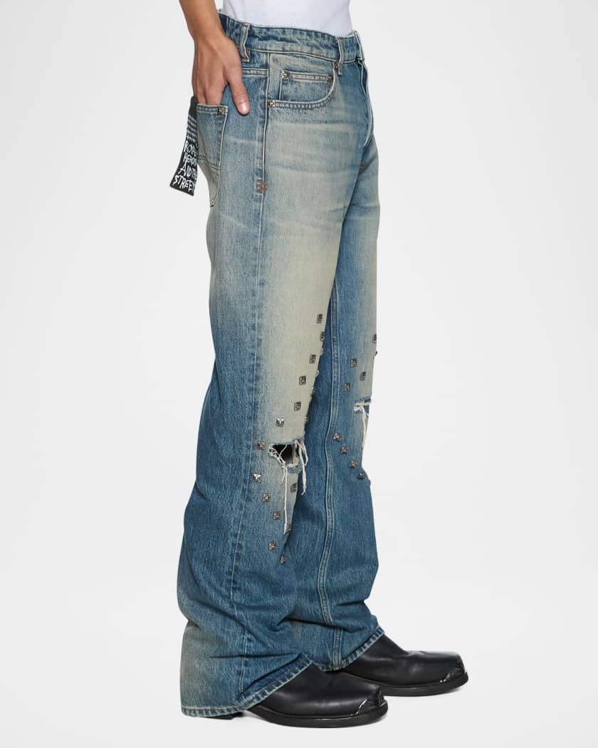 Ksubi Men's Toro Studded Distressed Baggy Jeans | Neiman Marcus