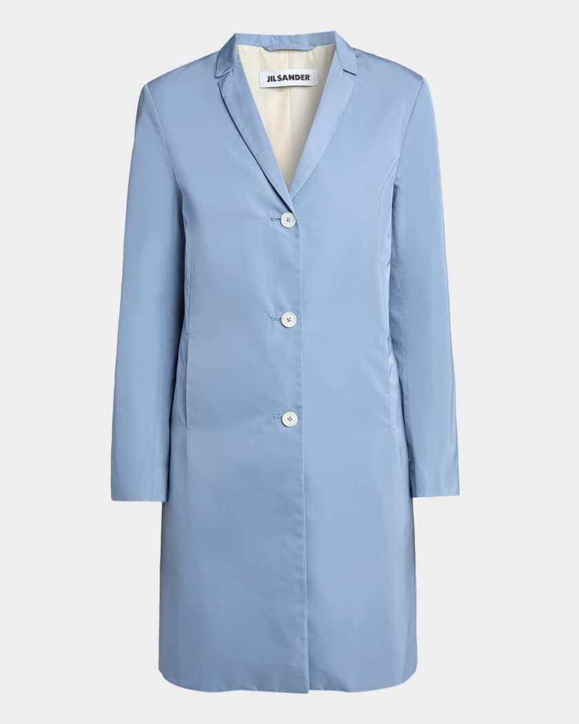Jil Sander Silk-Blend Single-Breasted Long Coat | Neiman Marcus