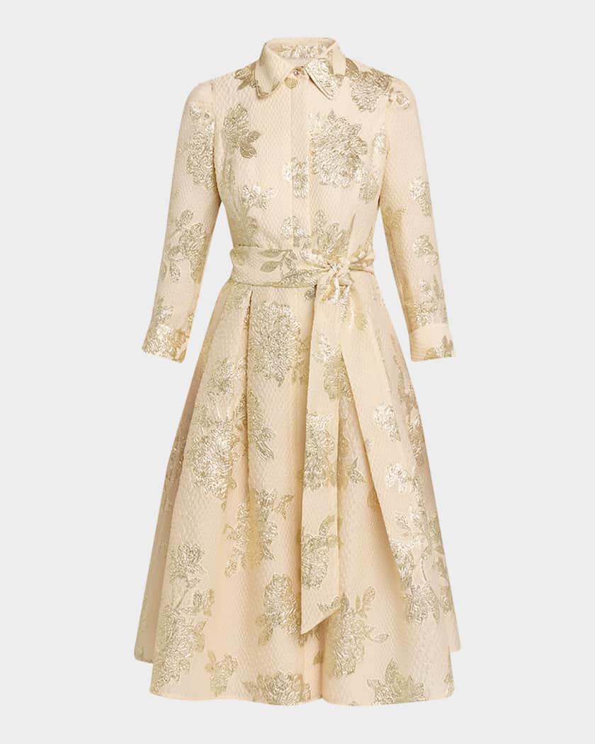 teri jon by rickie freeman metallic jacquard a-line dress Teri Jon By Rickie Freeman Women's Strapless Metallic Jacquard A-Line Gown - Beige Multi