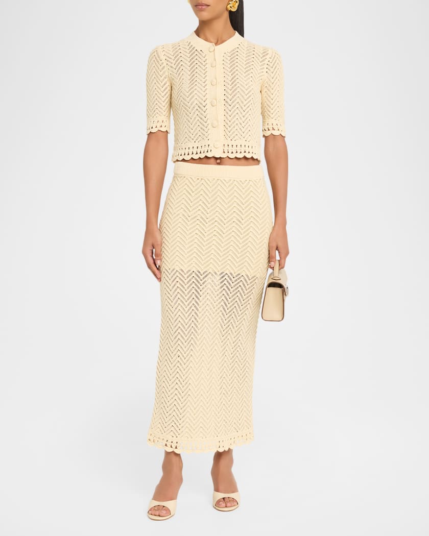 A.L.C. Simon Cropped Open-Knit Cardigan | Neiman Marcus