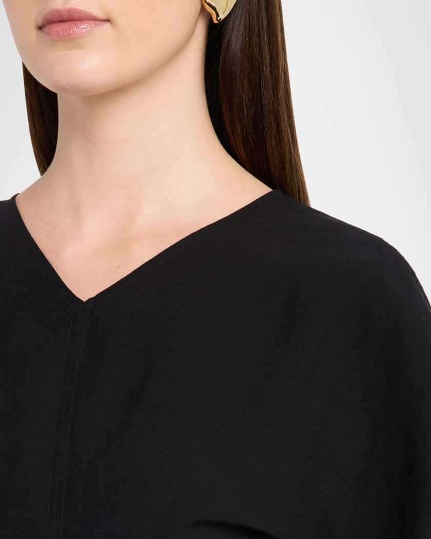 A.L.C. Leni Short-Sleeve Linen-Blend Mini Dress | Neiman Marcus