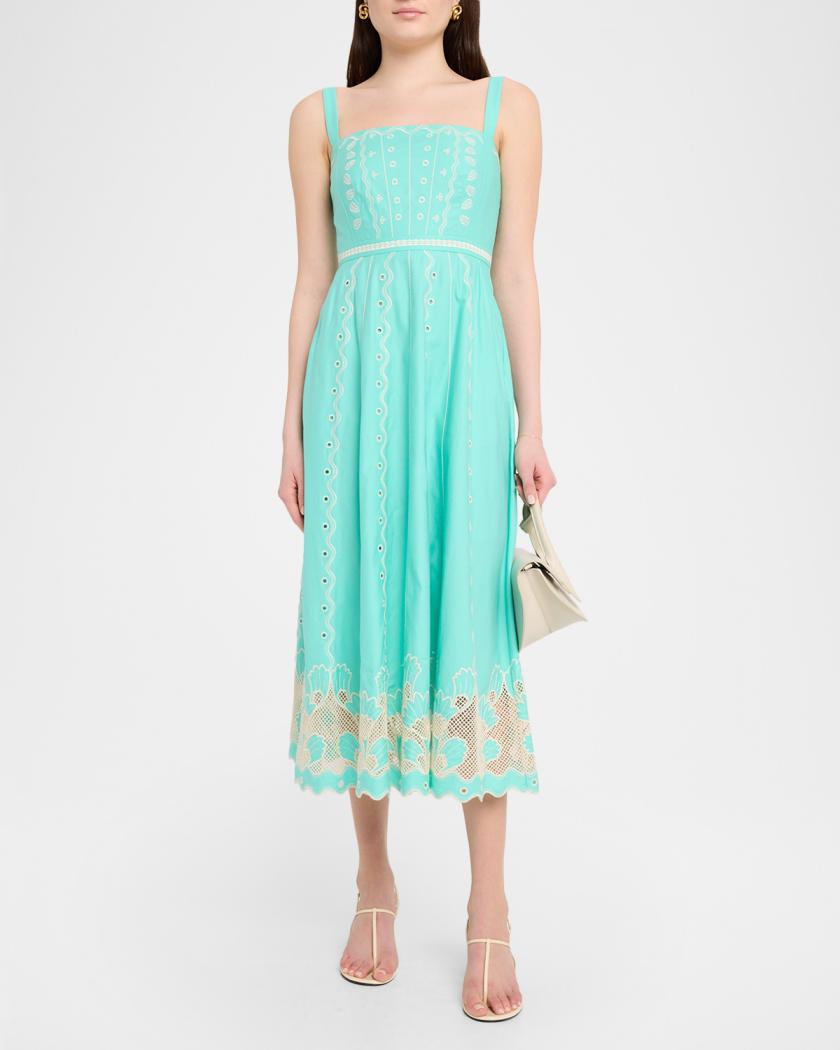 daughters of india dress Kyra | Midi Dress | Jade - Boho Balloon Sleeve Gauze Cotton