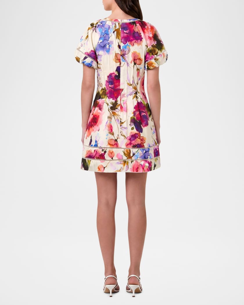 NICHOLAS Annika Floral-Print Pintuck Mini Dress | Neiman Marcus