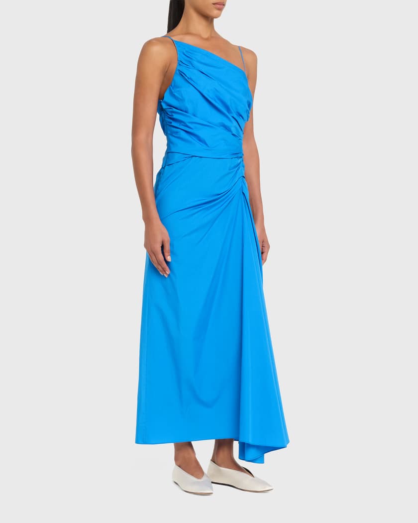 A.L.C. Juno Ruched One-Shoulder Midi Dress | Neiman Marcus