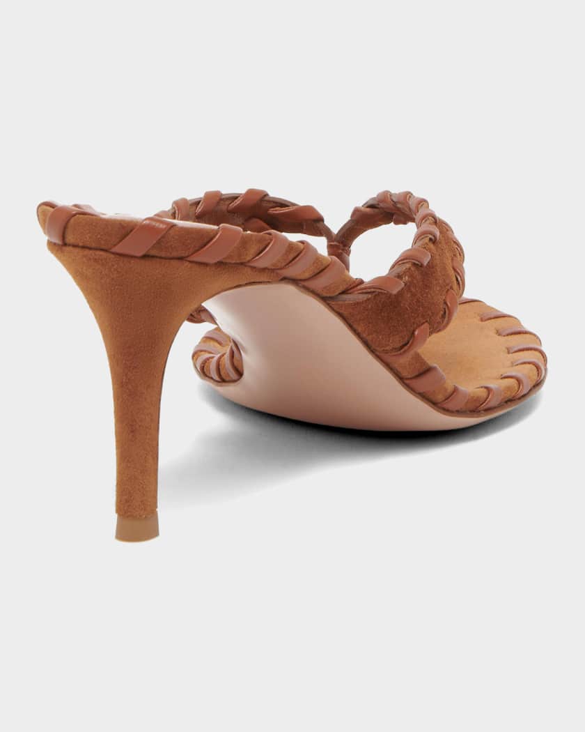 Gianvito Rossi 70mm Whipstitch Suede Thong Sandals | Neiman Marcus