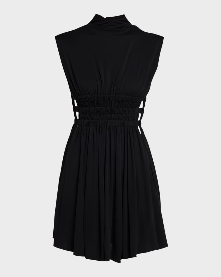 Alaia Mock-Neck Waist-Cutout Jersey Backless Mini Dress, Noir Alaia, Women's, 40, Casual & Work Dresses Jersey Dresses