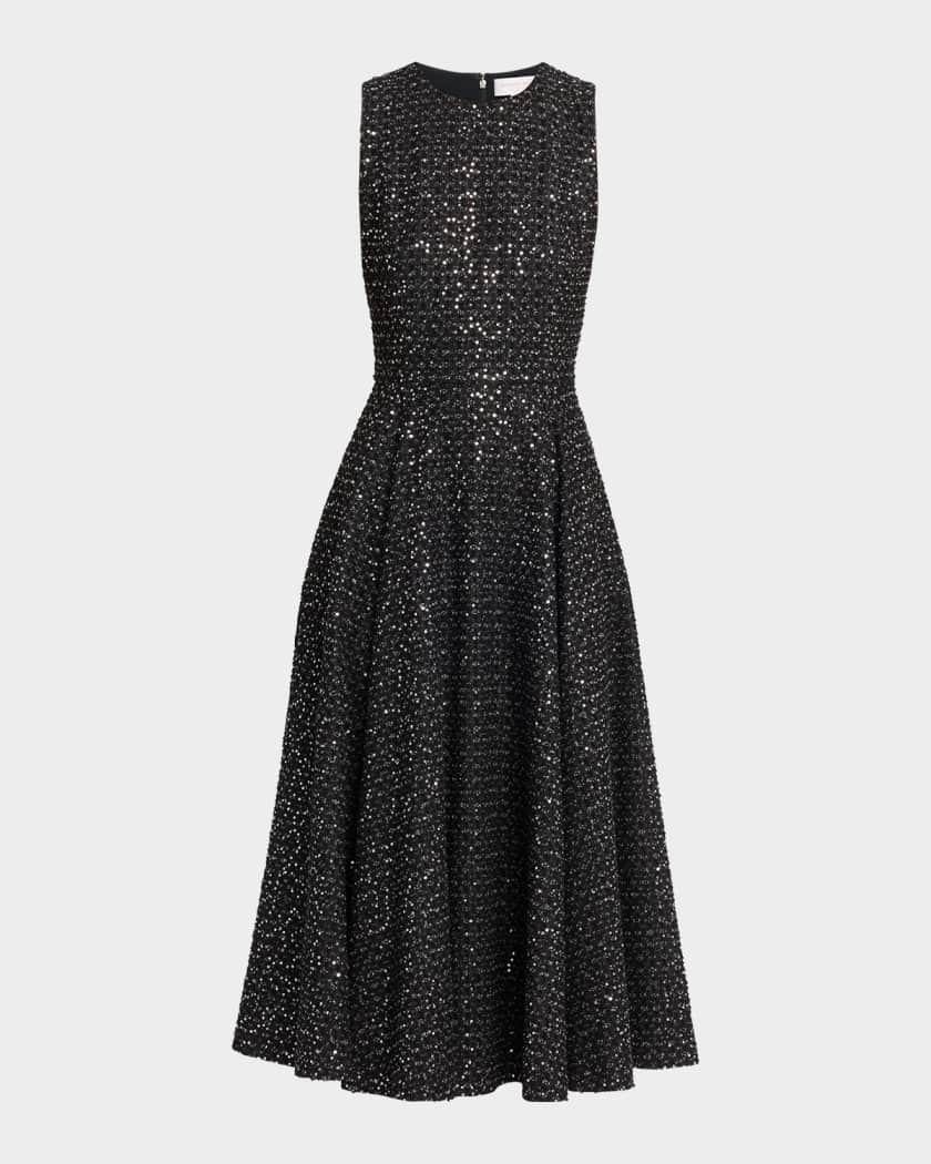 Michael Kors Collection Sleeveless Sequin Cotton Midi Dress | Neiman Marcus