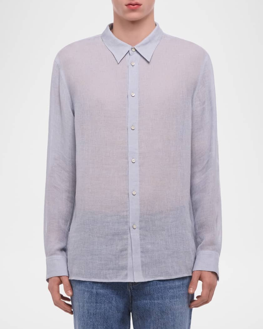 Helmut Lang Men's Relaxed Fit Linen Button-Down Shirt | Neiman Marcus