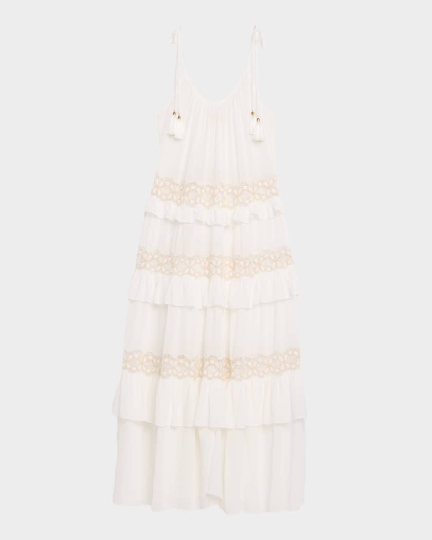 Ramy Brook Lisbeth Embroidered Tiered Maxi Dress Coverup | Neiman Marcus