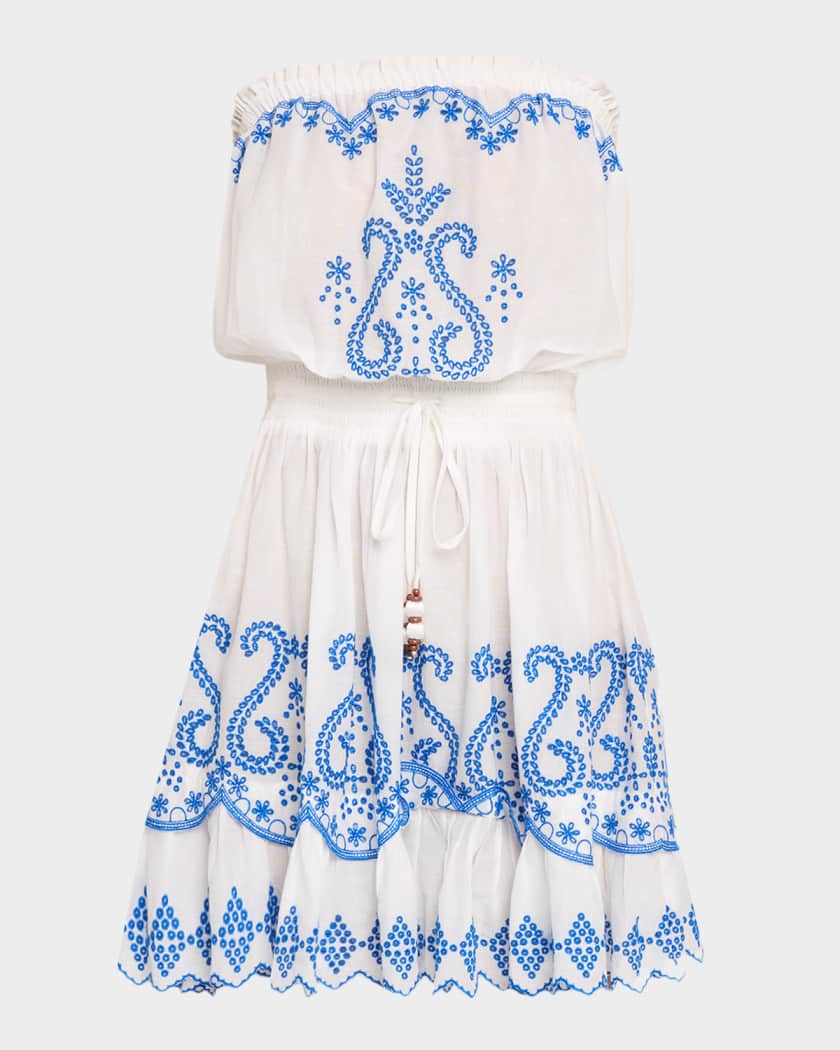 Ramy Brook Natalie Embroidered Strapless Mini Dress | Neiman Marcus