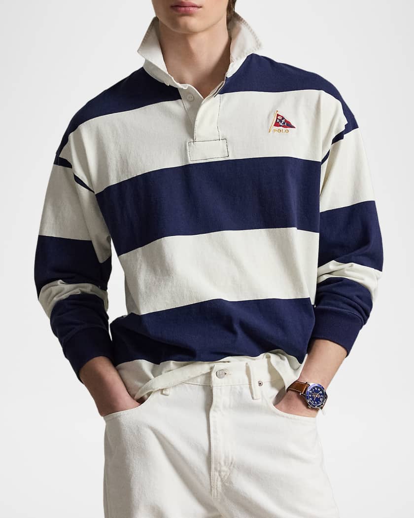 Polo Ralph Lauren Men's Stripe Jersey Rugby Shirt | Neiman Marcus