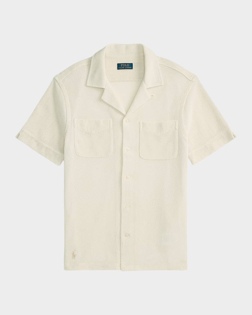 小物 Polo Ralph Lauren vintage camp Polo Ralph Lauren Men's Textured Pointelle Camp Shirt | Neiman Marcus