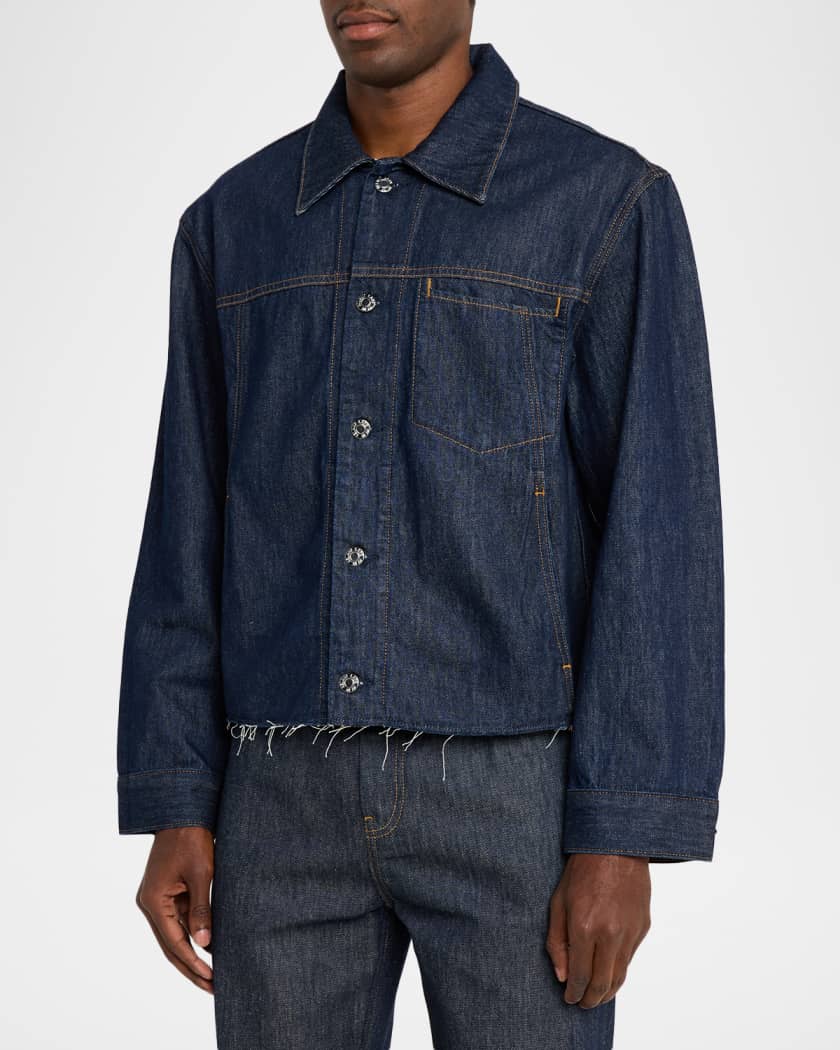 Helmut Lang Men's Brooklyn Denim Cropped Trucker Jacket | Neiman