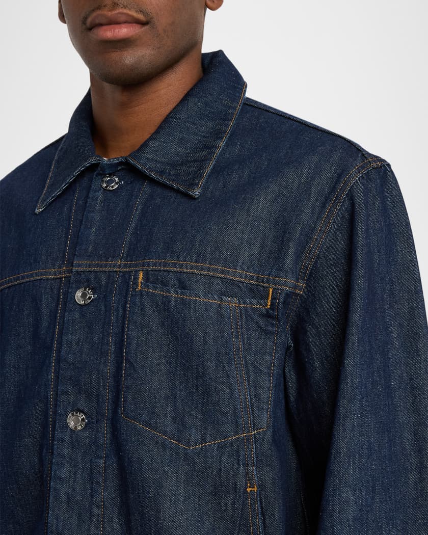 Helmut Lang Men's Brooklyn Denim Cropped Trucker Jacket | Neiman