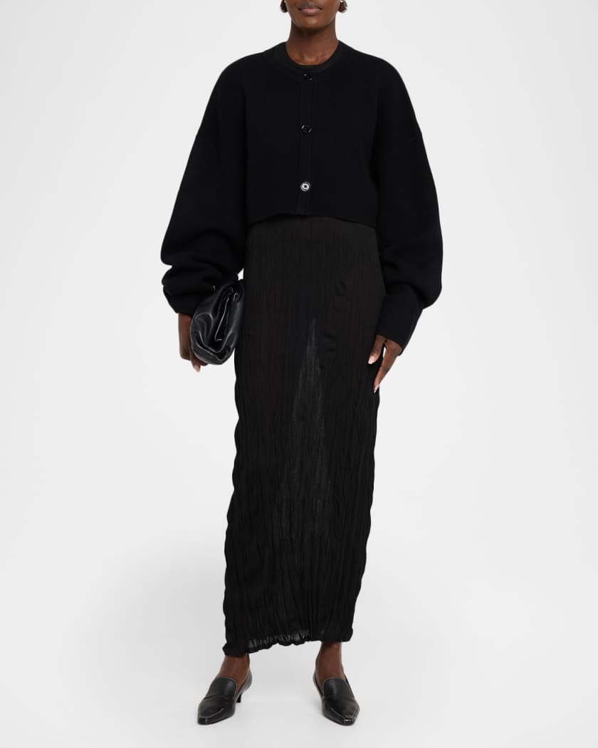 Toteme Wool Oversized Crop Cardigan | Neiman Marcus