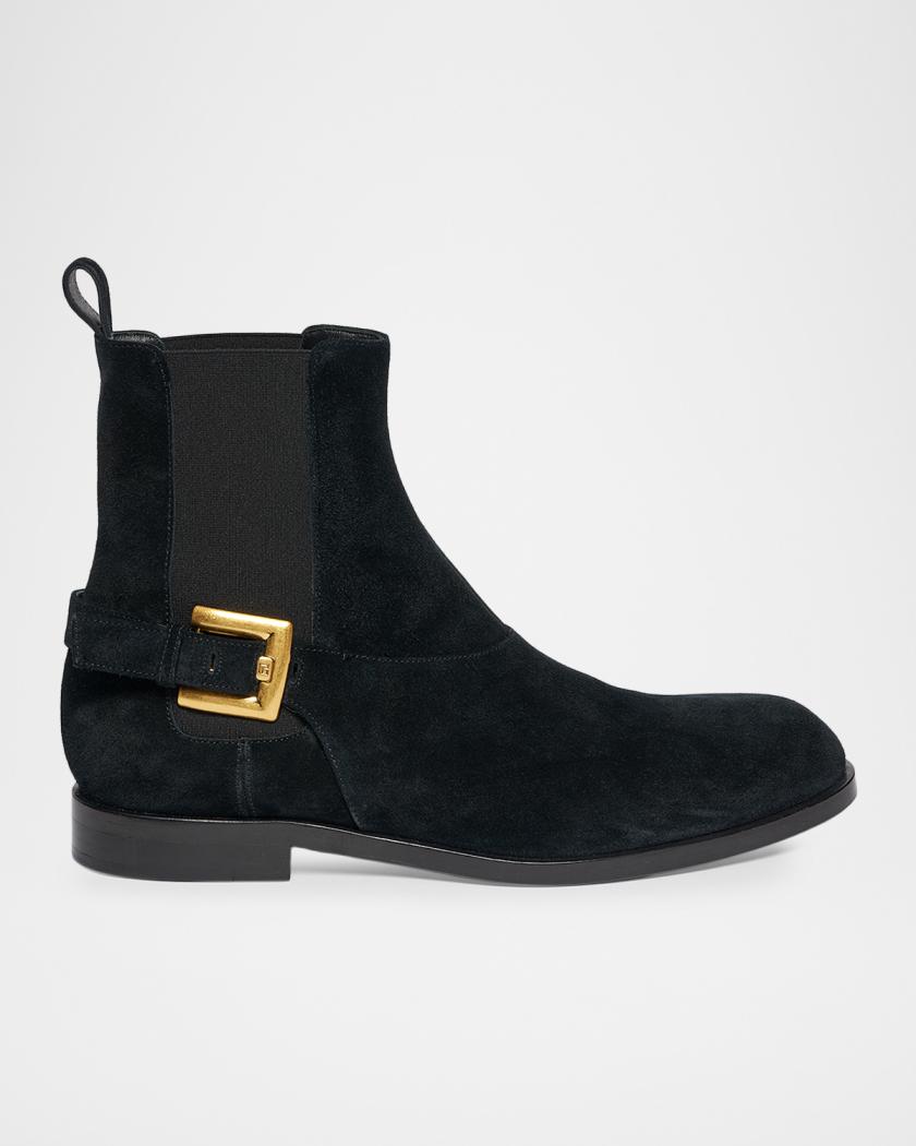 Balmain Men's Leather PB-Buckle Chelsea Boots | Neiman Marcus
