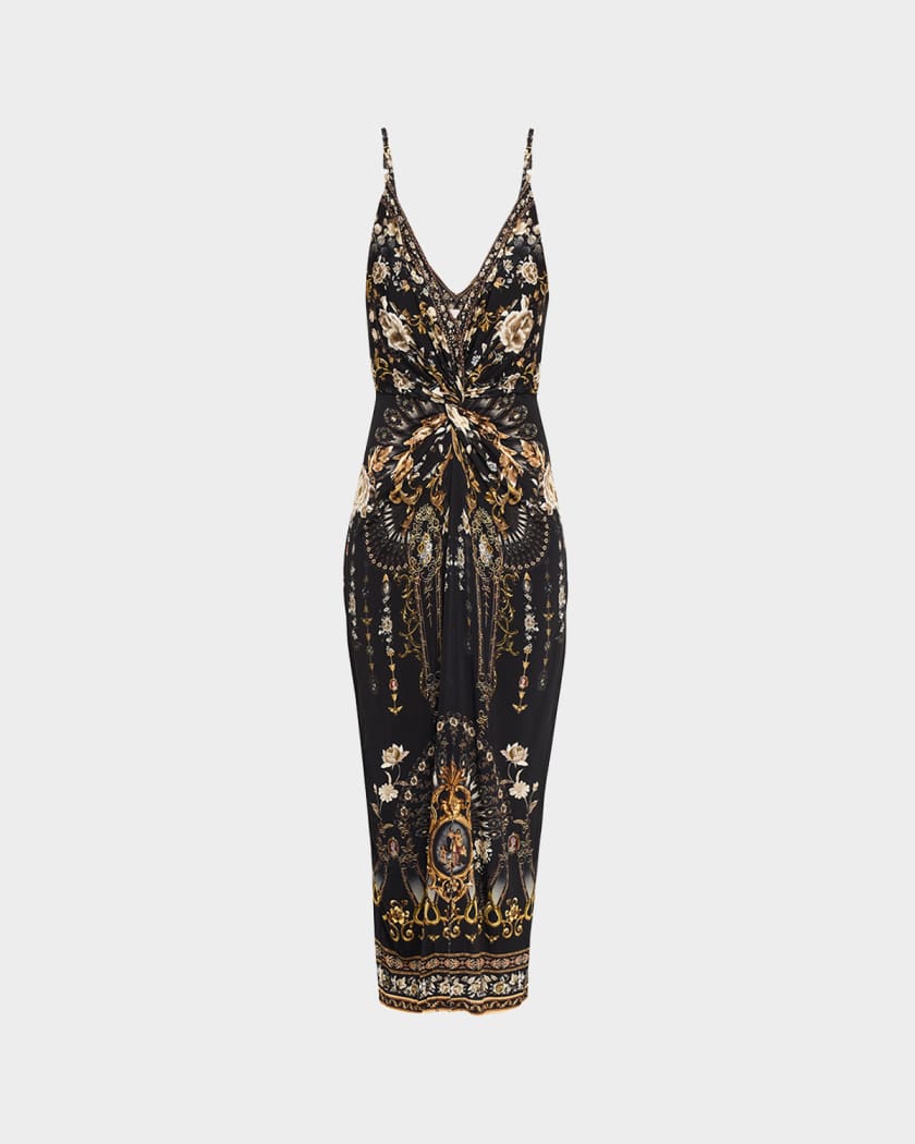 Camilla Women's Strappy Twist-Front Maxi Dress - Flamenco Folklore - Size Large