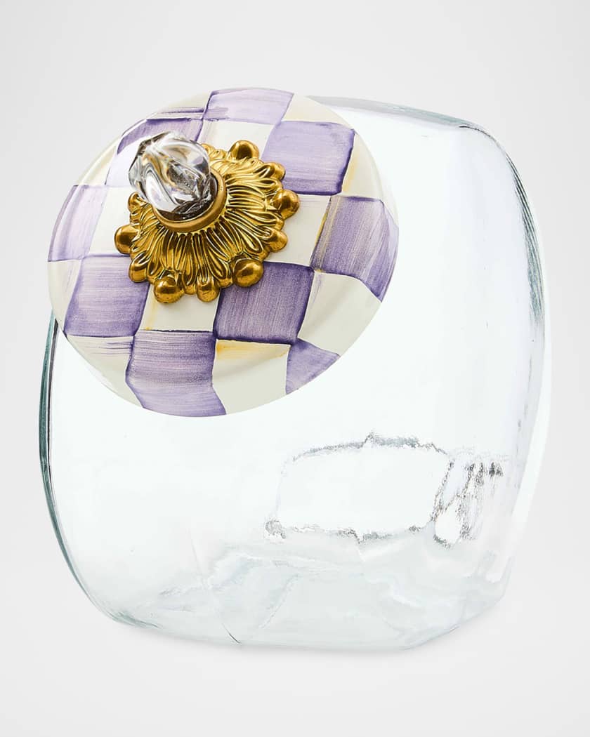 MacKenzie-Childs Cookie Jar with Violet Check Lid | Neiman Marcus