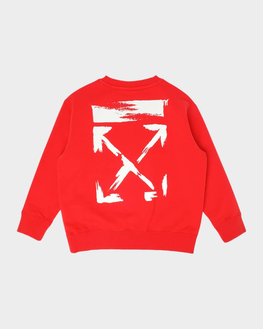 Off-White Boy's Arrow Paint Logo Sweatshirt, Size 14 | Neiman Marcus
