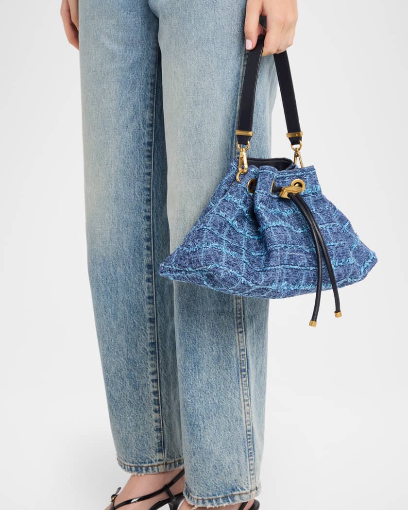 Jimmy Choo Bon Bon Crosshatch Denim Shoulder Bag | Neiman Marcus