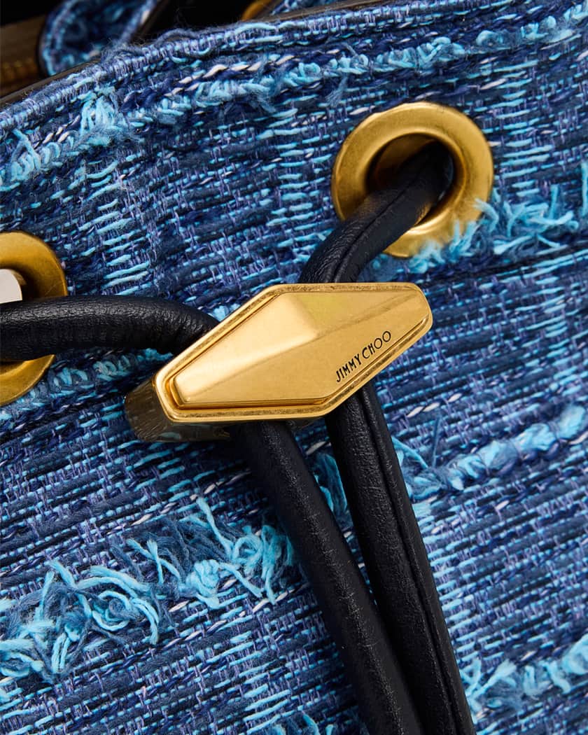 Jimmy Choo Bon Bon Crosshatch Denim Shoulder Bag | Neiman Marcus