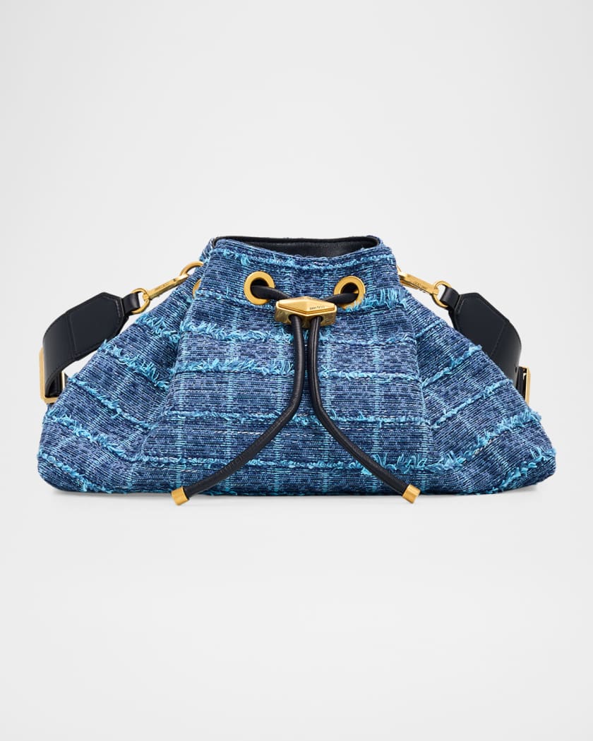 Jimmy Choo Bon Bon Crosshatch Denim Shoulder Bag | Neiman Marcus