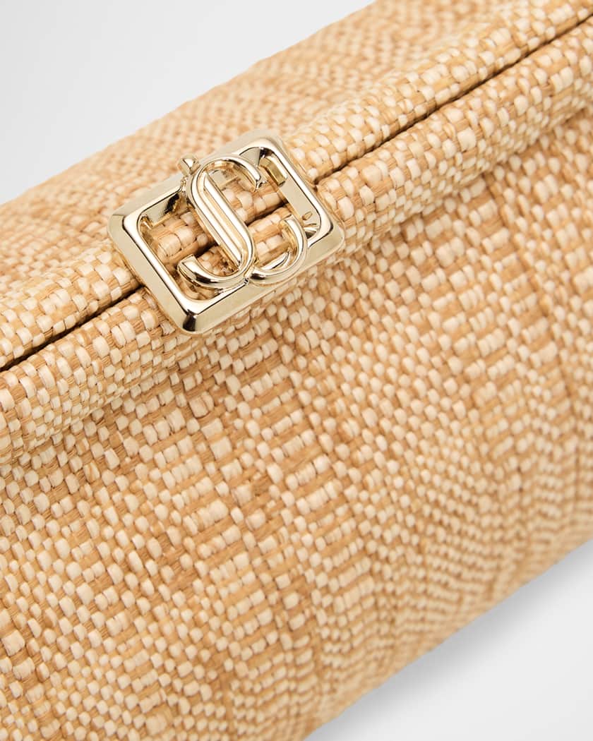 Jimmy Choo Skylar Woven Raffia Clutch Bag | Neiman Marcus